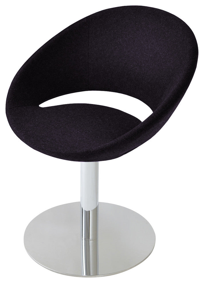 Crescent Round Chair, Beight Stainless Steel Base, Charcoal Wool