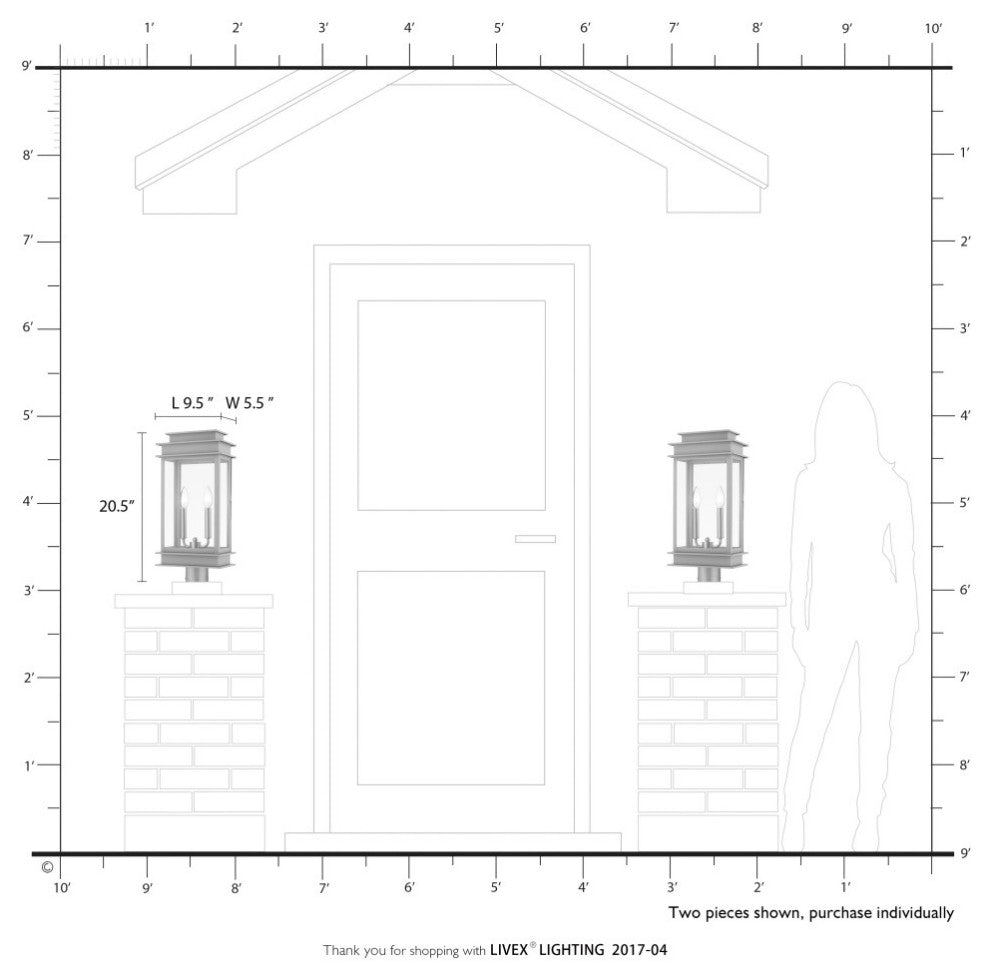 Princeton 2 Light Black/Polished Chrome Reflector Outdoor Large Post Top Lantern