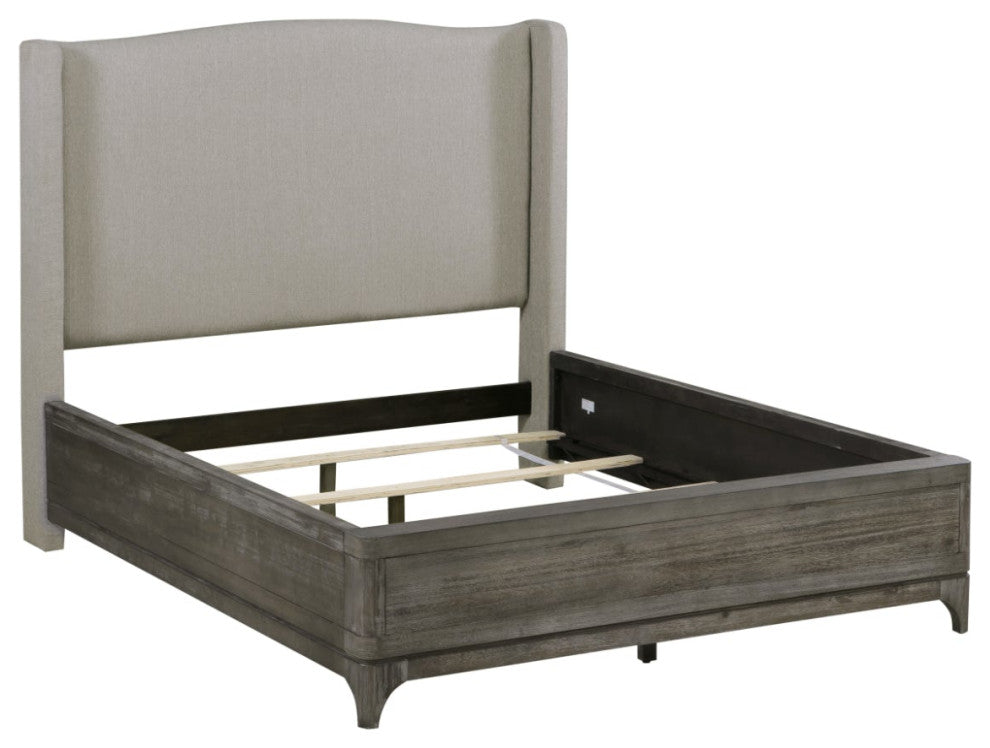 Modus Cicero 5PC Queen Upholstered Bed Set w Chest in Rustic