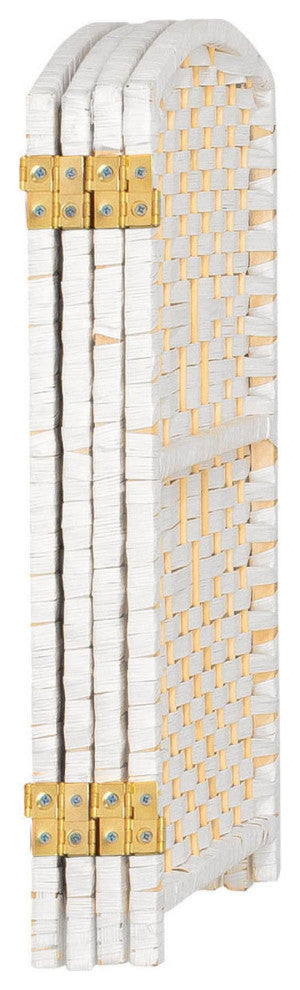 2 ft. Short Diamond Weave Fiber Room Divider White 4 Panel