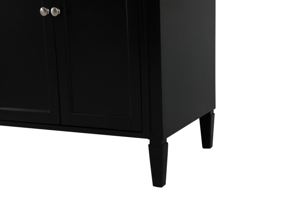 Home Living Vanity with Carrara White Marble Countertop, Black, 72", Double Sink