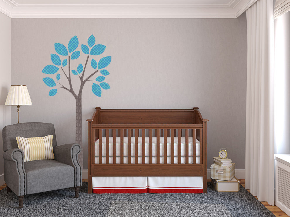 Modern Tree Fabric Wall Decals, Blue