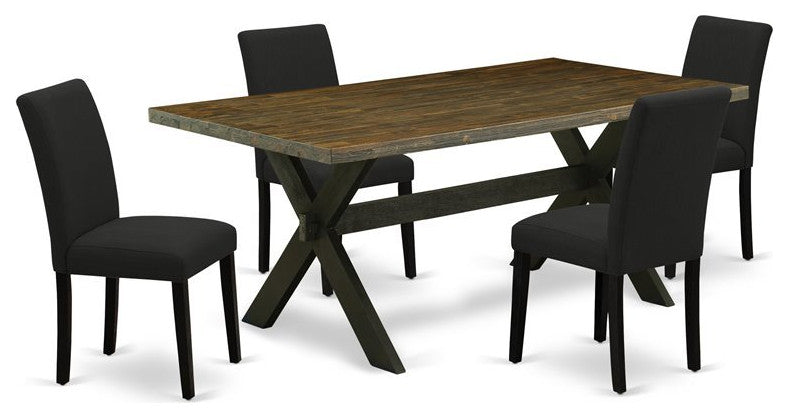 5-Piece Dinette Set, 4 Chairs and Kitchen Table, Black