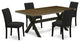 5-Piece Dinette Set, 4 Chairs and Kitchen Table, Black
