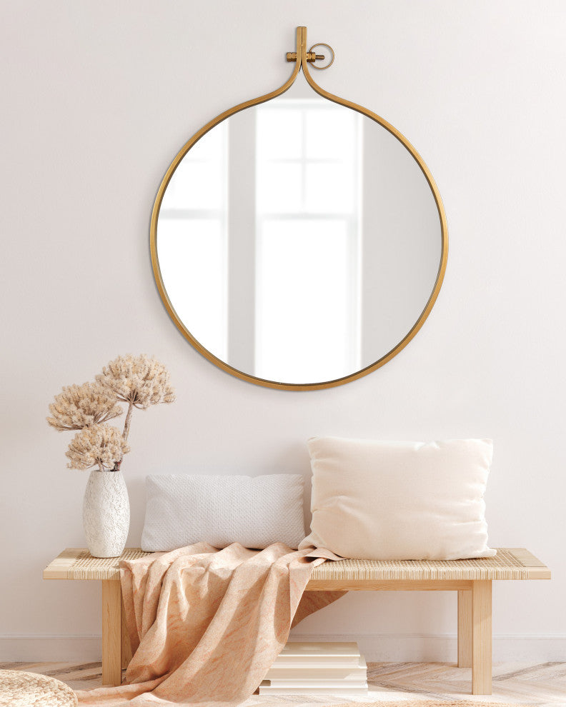Yitro Metal Framed Wall Mirror, Gold, 30x37