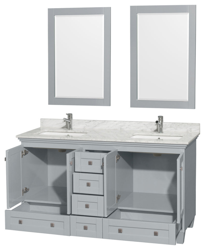 Wyndham WCV800060DOYCMUNSM24 Double Bathroom Vanity with White Carrera Marble To