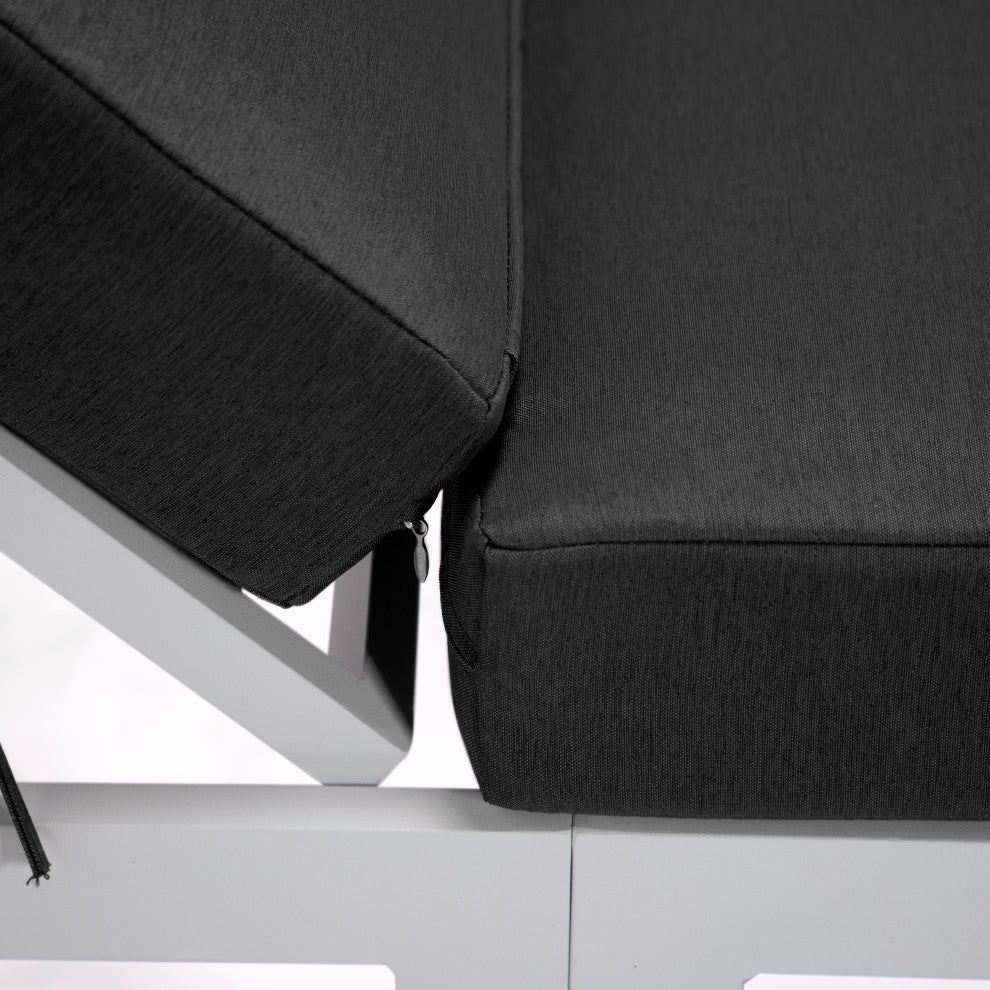Chelsea White Chaise Lounge Chairs With Side Table, Black