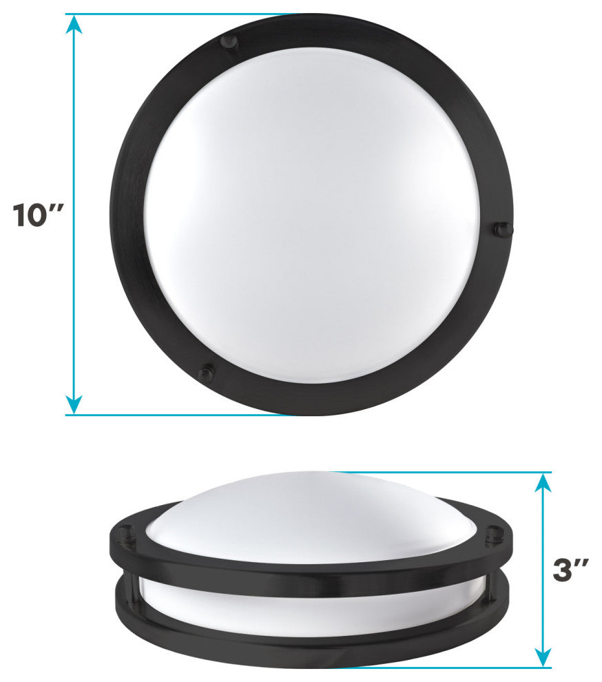 Luxrite 10" LED Flush Mount 5 Color Options 14W 1050lm Matte Black