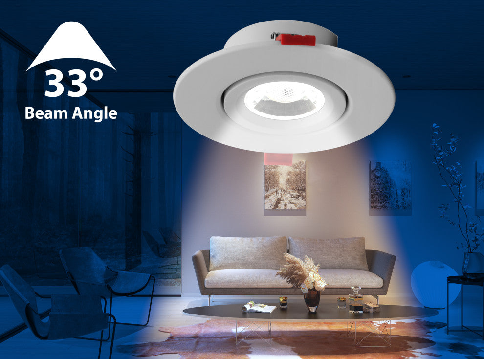4-inch White Canless Adjustable Gimbal 3000K LED Recessed Downlight
