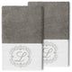Linum Home Turkish Cotton Monica 2-Piece Embellished Hand Towel Set, Dark Gray