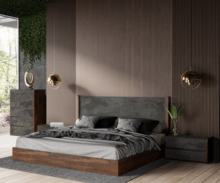 Nova Domus Rado Modern Walnut and Volcanic Slate Bed, Queen