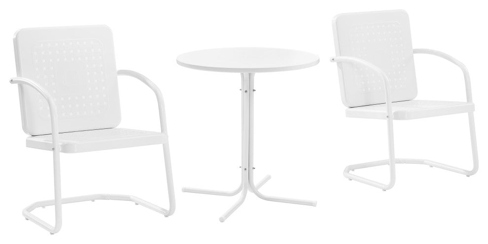 Bates 3-Piece Outdoor Bistro Set, White Gloss