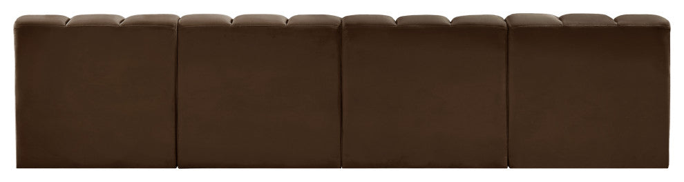 Arc Velvet Upholstered 4-Pc. Modular Sofa, Brown