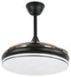 42" Modern Retractable Ceiling Fan with Light Kit and Remote Control 3 Blades, Black, 42"