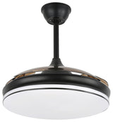 42" Modern Retractable Ceiling Fan with Light Kit and Remote Control 3 Blades, Black, 42"