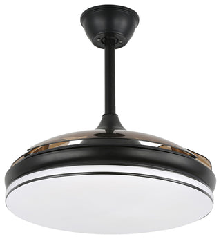42" Modern Retractable Ceiling Fan with Light Kit and Remote Control 3 Blades, Black, 42"