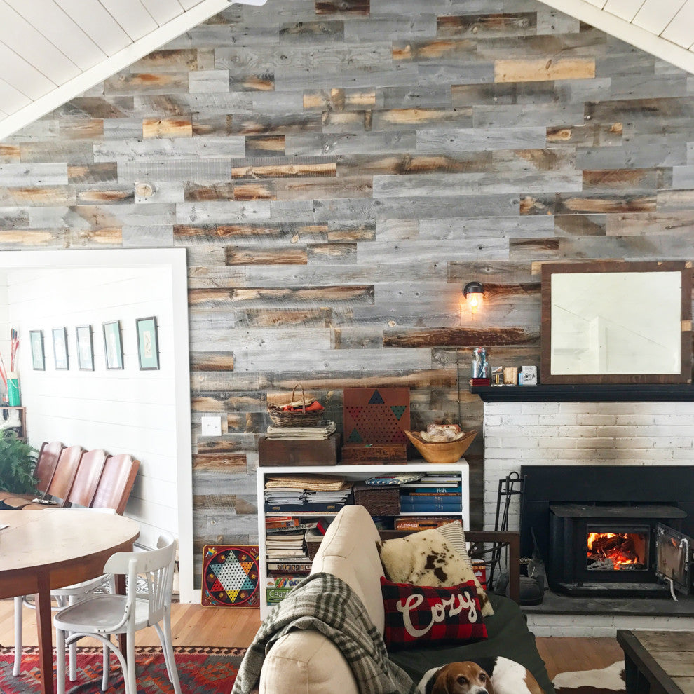 Stikwood Reclaimed Weathered Wood Wall Planks | 20 Sq Ft Pack | Silver and Brown