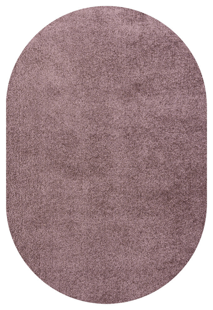 Haze Solid Low-Pile Light Purple 5 ft. x 8 ft. Oval Area Rug