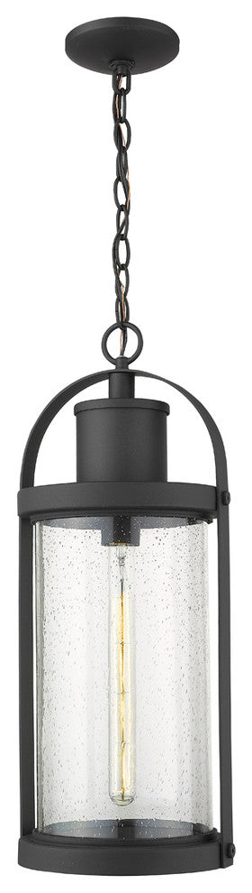 Roundhouse 1 Light Outdoor Chain Mount Ceiling Fixture, Black