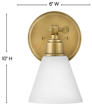 Hinkley Arti 10" Medium Adjustable Single Light Vanity, Heritage Brass