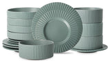 Christian Siriano Lusso Stoneware 16 Piece Dinnerware Set, Stone