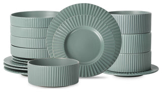 Christian Siriano Lusso Stoneware 16 Piece Dinnerware Set, Stone