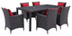 Modway Convene 7 Piece Outdoor Patio Dining Set, Espresso Red