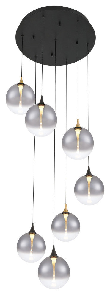 Iissa 7L 21" Gold-Black Smoke Chandelier
