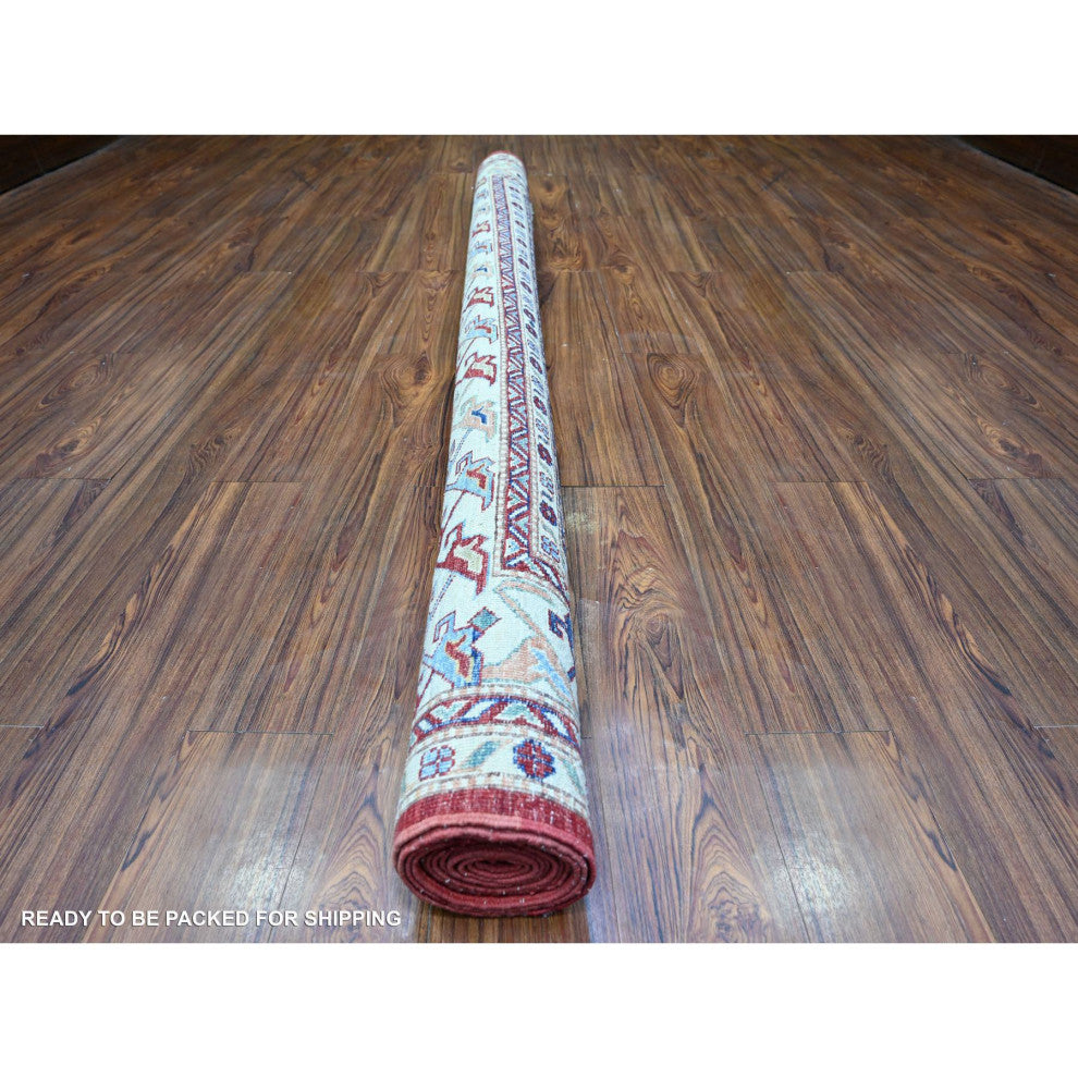 Barn Red Hand Knotted Afghan Super Kazak Soft Shiny Wool Rug 6'11"x9'11"