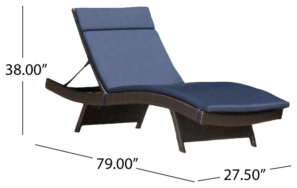 GDF Studio 3-Piece Dumont Outdoor Wicker Chaise Lounge With Cushions