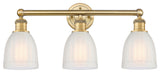 Brookfield 3-Light 24" Bath Vanity Light, Brushed Brass Finish, White Shade