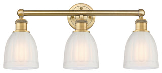 Brookfield 3-Light 24" Bath Vanity Light, Brushed Brass Finish, White Shade