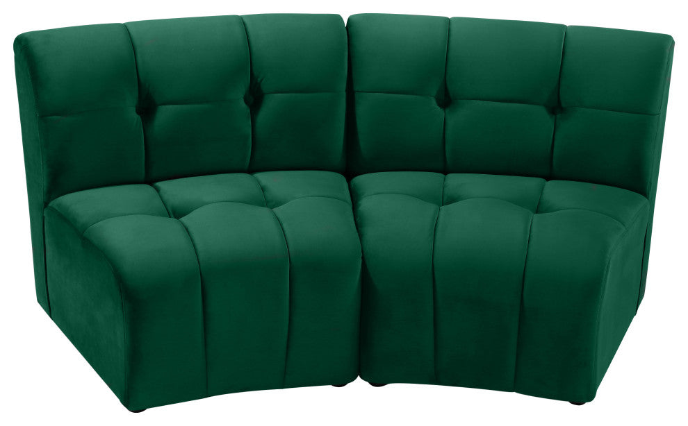 Limitless Velvet Upholstered 2-Piece Modular Sectional, Green