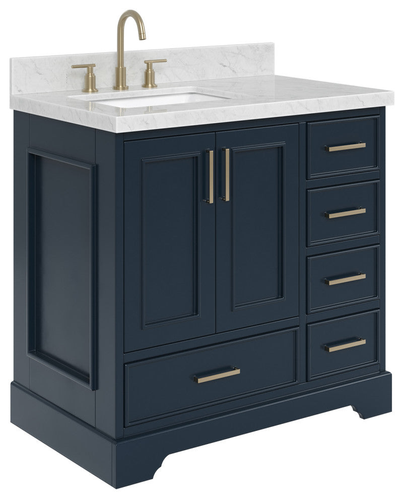 Ariel Stafford 37" Single Left Offset Rectangle Sink Bathroom Vanity