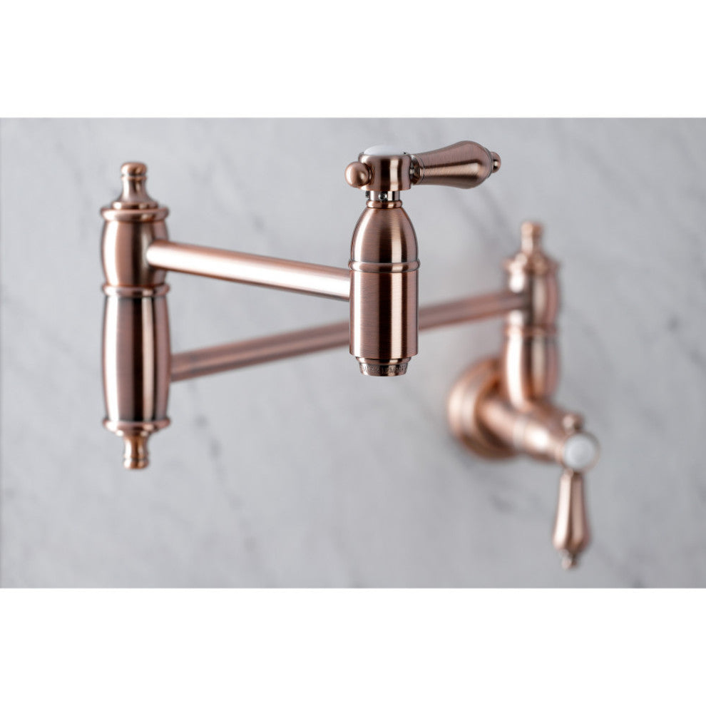 KS310BALAC Heirloom Wall Mount Pot Filler Kitchen Faucet, Antique Copper