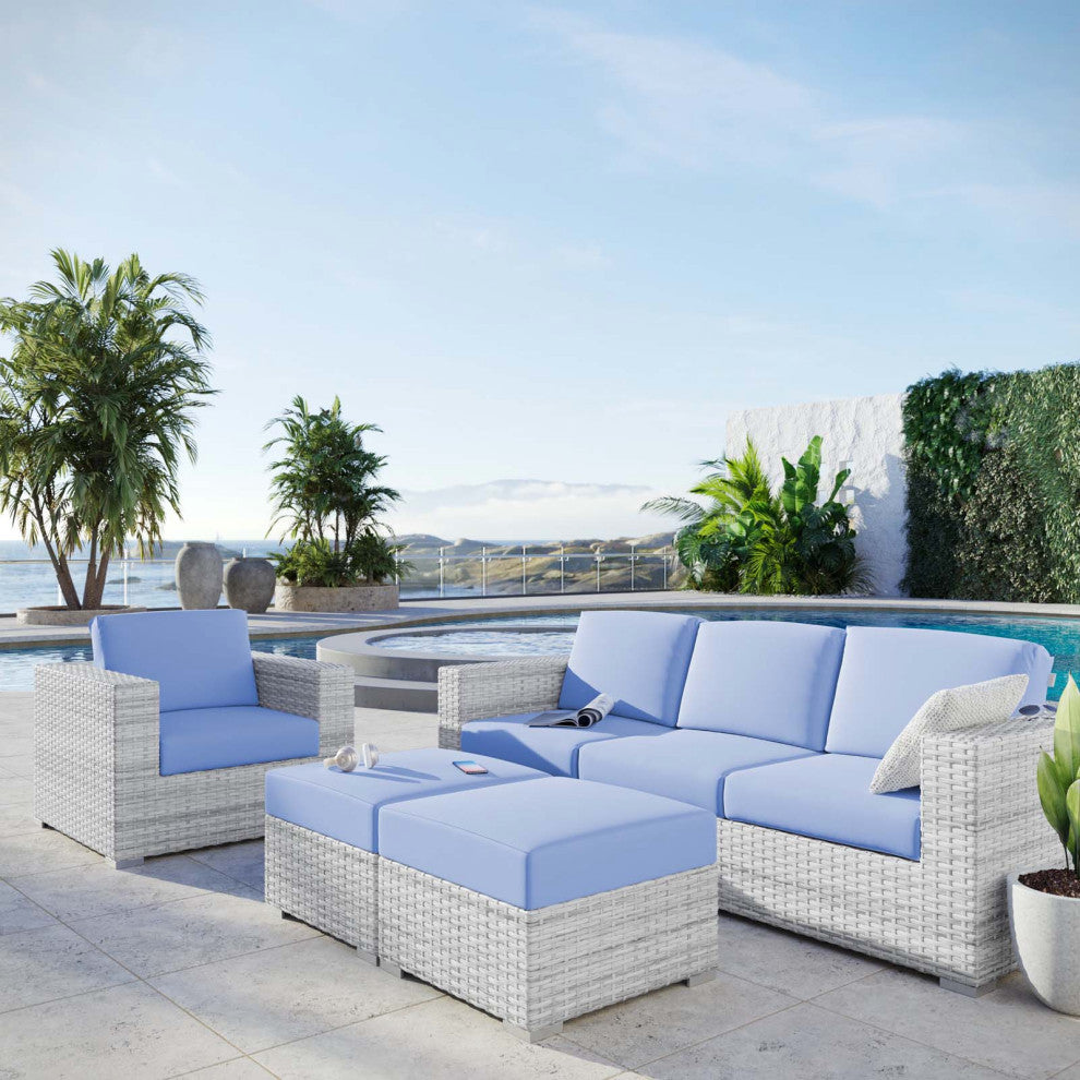 Convene 4-Piece Outdoor Patio Set - Light Gray Light Blue