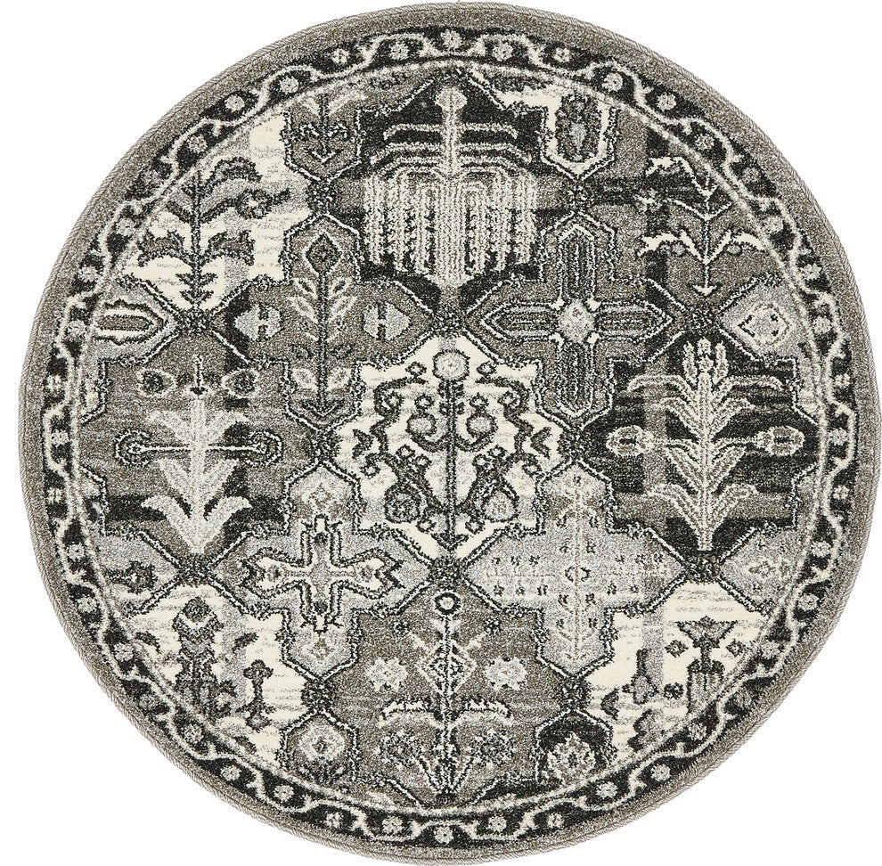 Unique Loom Gray La Jolla Cathedral 3' 3 x 3' 3 Round Rug