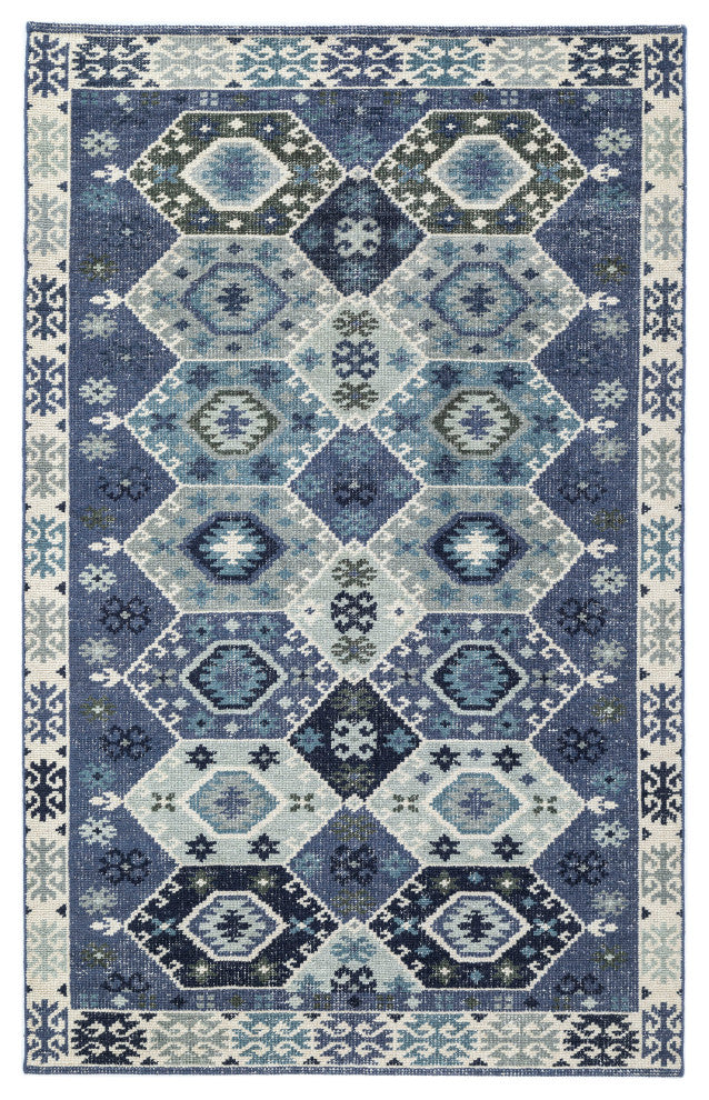 NuStory Wandsworth Amira Hand-Made Geometric Area Rug in Blue