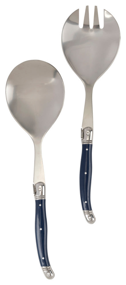 French Home Laguiole Connoisseur Navy Blue Salad Servers, 2 Piece Set.