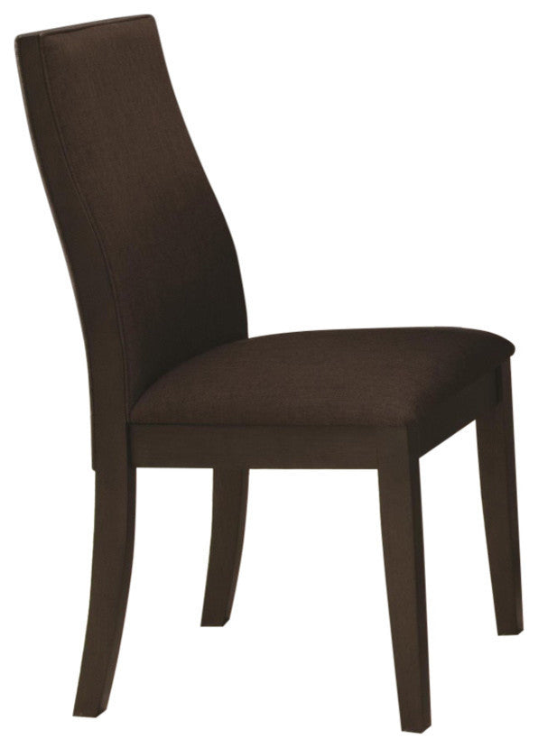 Benzara BM168088 Upholstered Wooden Dining Side Chair, Brown, Set of 2