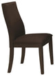 Benzara BM168088 Upholstered Wooden Dining Side Chair, Brown, Set of 2