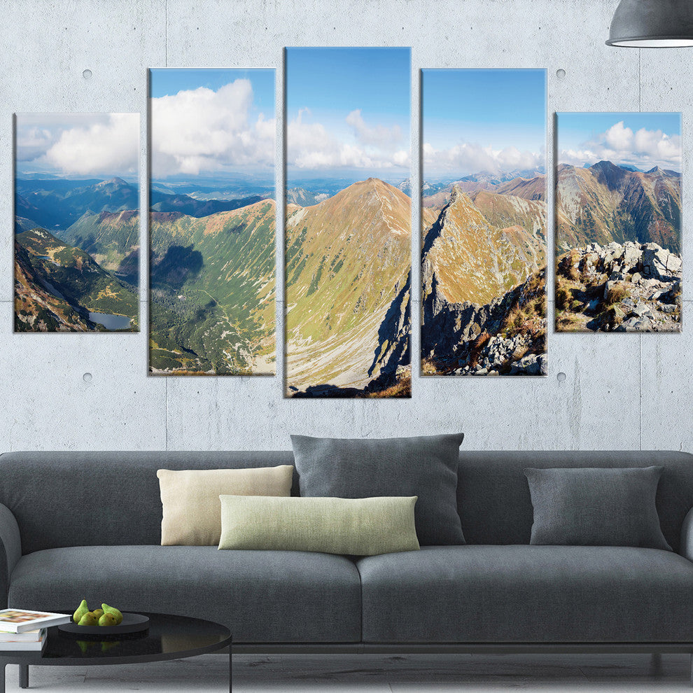 "Ostry Rohac And Volovec At Tatras" Landscape Wall Wall Art, 5 Panels, 60"x32"
