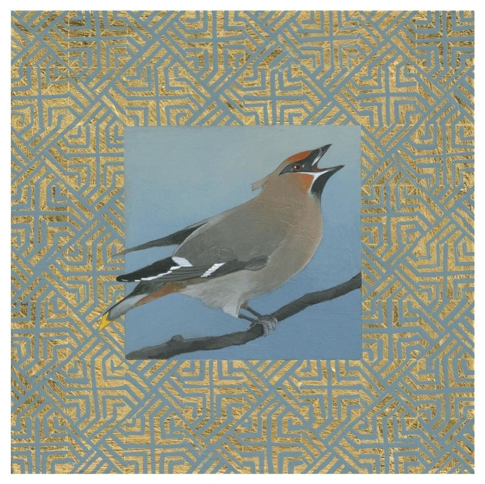 "Cedar Waxwing Border" Digital Paper Print by Kathrine Lovell, 32"x32"