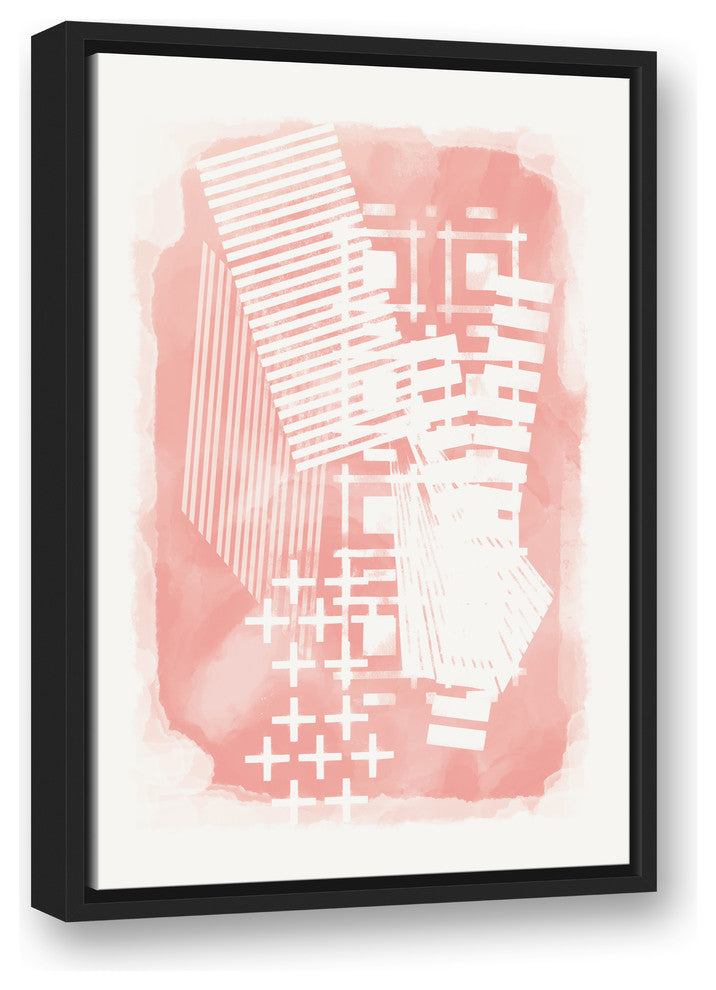Blush Pink Scandinavian 16x24 Black Floating Framed Canvas