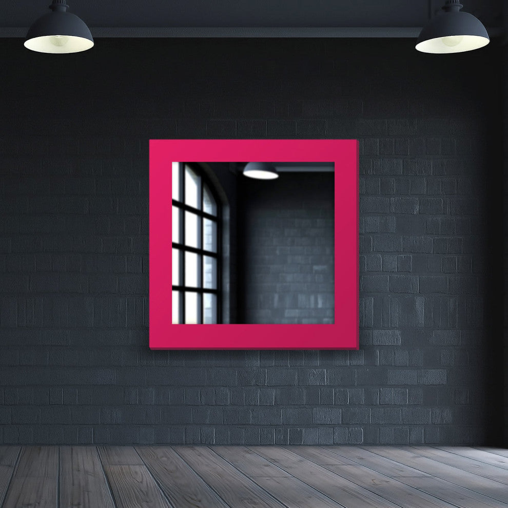 36"x36" Pop of Color Wall/Floor Mirror Art, Intense Pink