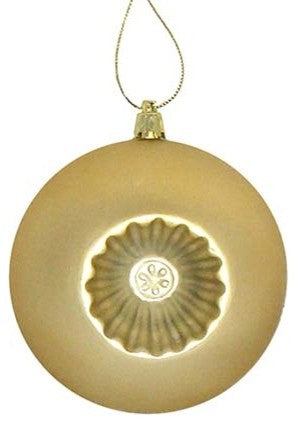 4" Matte Retro Reflector Shatterproof Christmas Ornaments, Set of 6, Vegas Gold