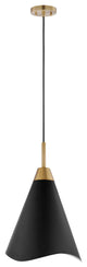 Tango 1-Light Medium Pendant, Matte Black With Burnished Brass