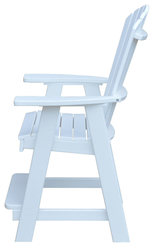 Poly Lumber Adirondack Chair with Arms, White, Counter Height