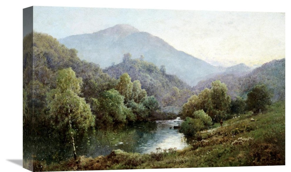 "English Mountain Lake" Stretched Canvas Giclee by Alfred de Breanski, 22"x14"