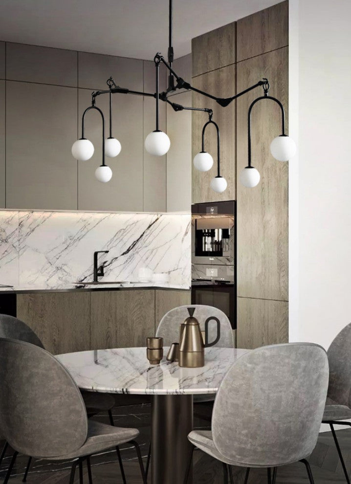 Airole | Creative Glass Chandelier for Living Room, Black, 8 Lights